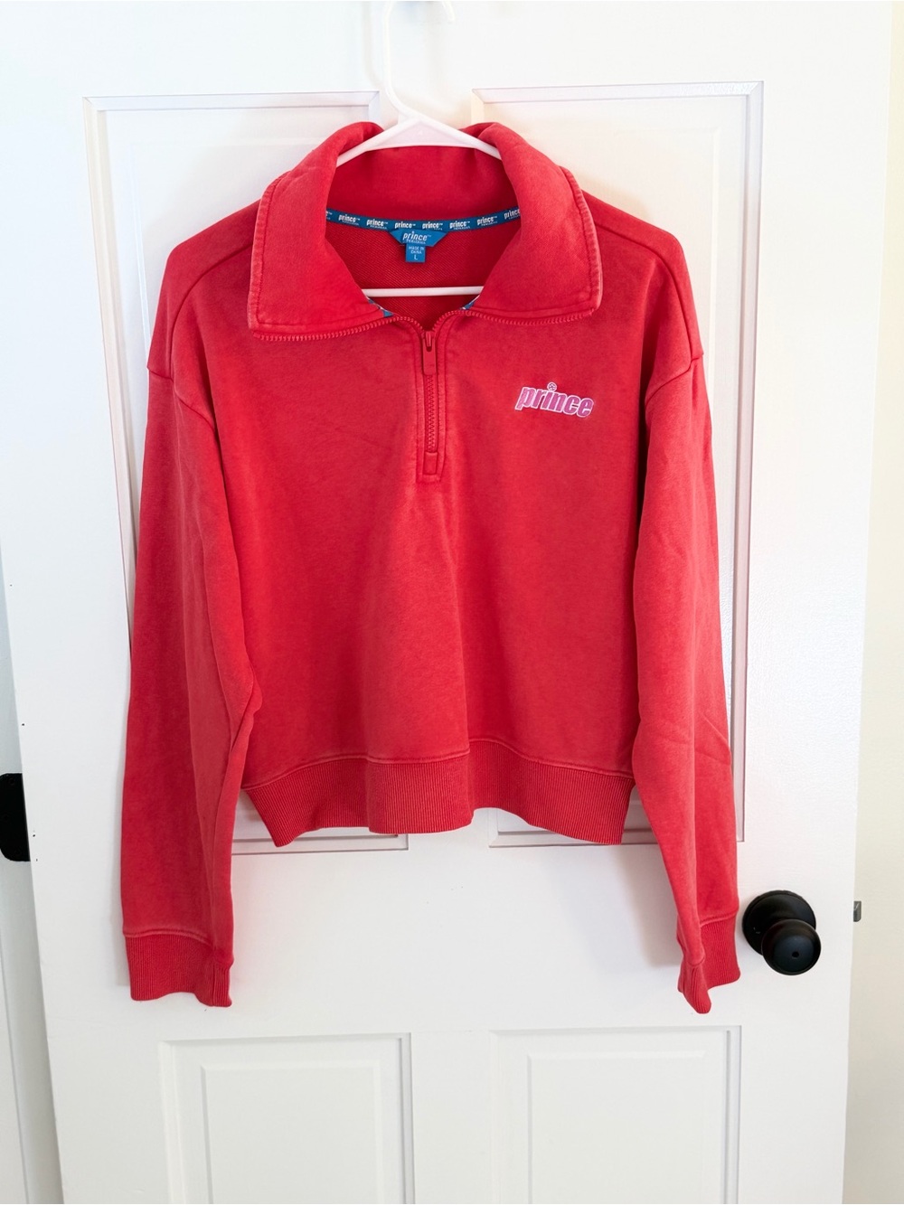 Prince Pickleball Red French Terry Quarter Zip Sweatshirt Womenās L